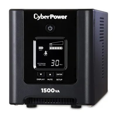 CYBERPOWER - OR1500PFCLCD - 1500VA/1050W, Pure Sine Wave, NEMA 5-15P, 6 ft cord, 8 x NEMA 5-15R, USB, Serial, PowerPanel Business Edition software, 3 year warranty