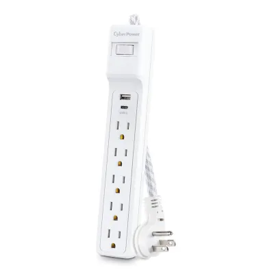 CYBERPOWER - P504UC - 5-Outlet Surge Suppressor - 4 FT Cord 1 USB A 1 USB C
