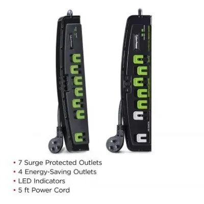 CYBERPOWER - P705G - 2100 J, 125 V, 7 surge protected outlets (1 master + 4 energy saving + 2 always on), 5 ft cord, threshold switch, limited lifetime warranty