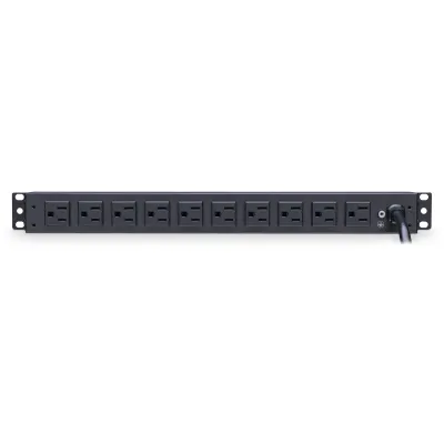 Cyber Power - PDU15B10R - 15A (Derated to 12A), 120 V, 50Hz/60Hz, NEMA 5-15P plug, 10 NEMA 5-15R, 1U Rackmount, 15 ft Cord, Limited lifetime warranty