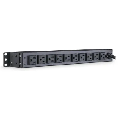 Cyber Power - PDU15B10R - 15A (Derated to 12A), 120 V, 50Hz/60Hz, NEMA 5-15P plug, 10 NEMA 5-15R, 1U Rackmount, 15 ft Cord, Limited lifetime warranty
