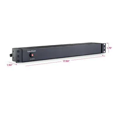 Cyber Power - PDU15B12R - 15A (Derated to 12A), 120 V, 50Hz/60Hz, NEMA 5-15P plug, 12 NEMA 5-15R, 1U Rackmount, 15 ft Cord, Limited lifetime warranty