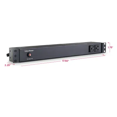 Cyber Power - PDU15B2F10R - 15A (Derated to 12A), 120 V, 50Hz/60Hz, NEMA 5-15P plug, 12 NEMA 5-15R, 1U Rackmount, 15 ft Cord, Limited lifetime warranty