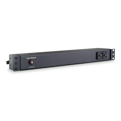 Cyber Power - PDU15B2F8R - 15A (Derated to 12A), 120 V, 50Hz/60Hz, NEMA 5-15P plug, 10 NEMA 5-15R, 1U Rackmount, 15 ft cord, Limited lifetime warranty