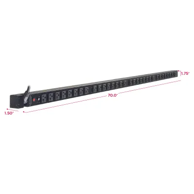 Cyber Power - PDU20BV32F - 20A (Derated to 16A), 120 V, 50Hz/60Hz, NEMA 5-20P plug, 32 NEMA 5-20R, 0U Rackmount, 10 ft cord
