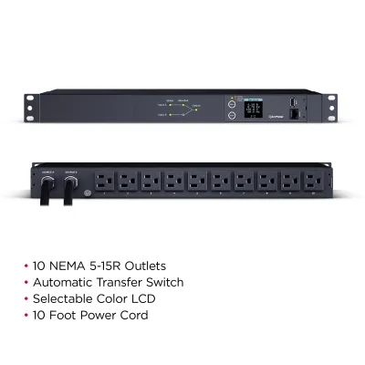 Cyber Power - PDU24001 - Single Phase 100 - 120 VAC 15A Metered ATS PDU