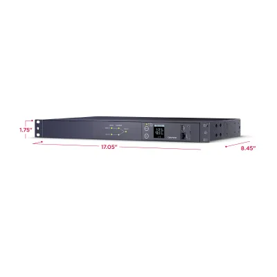 Cyber Power - PDU24006 - Metered ATS PDU, 20A (Derated to 16A), 200-240V, 2 x NEMA L6-20P Plug w/10 Ft Cords, 10 Outlets (8 x C13 + 2 x C19), 1U Rackmount, 3 Year Warranty