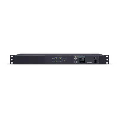 Cyber Power - PDU24006 - Metered ATS PDU, 20A (Derated to 16A), 200-240V, 2 x NEMA L6-20P Plug w/10 Ft Cords, 10 Outlets (8 x C13 + 2 x C19), 1U Rackmount, 3 Year Warranty