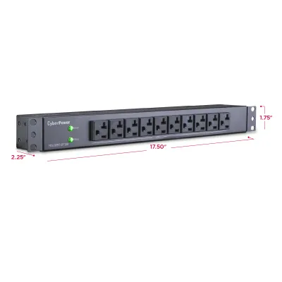 Cyber Power - PDU30BT10F10R - 30A (Derated to 24A), 120 V, 50Hz/60Hz, NEMA L5-30P plug, 20 NEMA 5-20R, 1U Rackmount, 12 ft cord