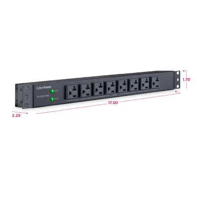 Cyber Power - PDU30BT8F8R - 30A (Derated to 24A), 120 V, 50Hz/60Hz, NEMA L5-30P plug, 16 NEMA 5-20R, 1U Rackmount, 12 ft cord