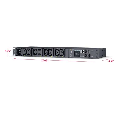 Cyber Power - PDU41005 - Switched PDU, 20A (Derated To 16A), 200-240V, 50/60 Hz, 8 x IEC-320 C13 Outlets, IEC-320 C20 Plug, 10 Ft Cord, 1U Rackmount, SNMP, 3Yr Warranty