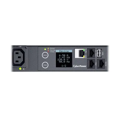 Cyber Power - PDU41005 - Switched PDU, 20A (Derated To 16A), 200-240V, 50/60 Hz, 8 x IEC-320 C13 Outlets, IEC-320 C20 Plug, 10 Ft Cord, 1U Rackmount, SNMP, 3Yr Warranty