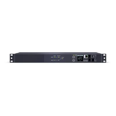 Cyber Power - PDU44006 - Switched ATS PDU, 20A (Derated to 16A), 200-240V, 2 x NEMA L6-20P Plug w/10 Ft Cords, 10 Outlets (8 x C13 + 2 x C19), 1U Rackmount, 3 Year Warranty