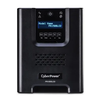 CYBERPOWER - PR1500LCD - 1500VA/1500W, Pure Sine Wave, NEMA 5-15P, 6 ft cord, 8 NEMA 5-15R, USB, Serial, SNMP, Relay, EPO, PowerPanel Business Edition software, Yes, 3 year warranty