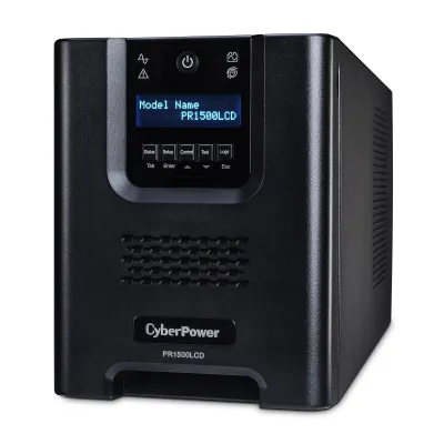 CYBERPOWER - PR1500LCD - 1500VA/1500W, Pure Sine Wave, NEMA 5-15P, 6 ft cord, 8 NEMA 5-15R, USB, Serial, SNMP, Relay, EPO, PowerPanel Business Edition software, Yes, 3 year warranty