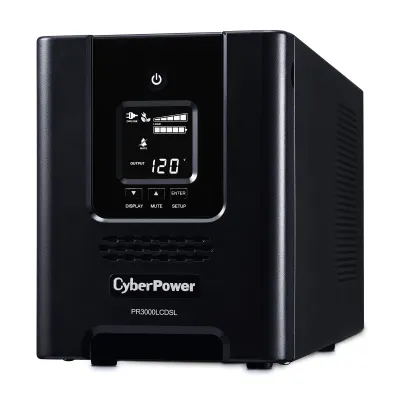 CYBERPOWER - PR3000LCDSL - 3000VA/2700W, Pure Sine Wave, NEMA L5-30P (straight), 10 ft, 6 NEMA 5-20R, 1 NEMA L5-30R, USB, Serial, SNMP, Relay, EPO, PowerPanel Business Edition software, Yes, 3 year warranty