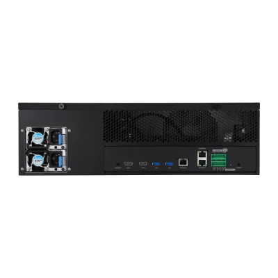 Hanwha - PRN-6400DB4-56TB - 8K NVR (Intel based), 56TB RAW, 64 channels, H.265, H.264, MJPEG, 16 fixed internal SATA HDDs (10TB max per HDD), RAID 5 & 6, ARB (Automatic Recovery Backup), 400 Mbps recording / up to 32 Mbps playback, Dual stream record