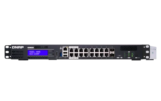 QNAP - QGD-1600P-4G-US - QNAP 16-port 1GbE Switch with 2 RJ45 and SFP+ Combo Port with Intel Celeron Processor and 4GB RAM