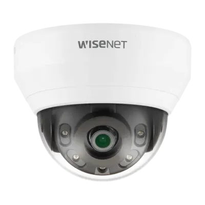 Hanwha - QND-6012R1 - Wisenet Q network indoor dome camera, 2MP @ 30fps, 2.8mm fixed focal lens (113°), triple codec H.265/H.264/MJPEG with Wisestream II, 120dB WDR, IR LEDs range 65', defocus detection, hallway View, no audio in/out, built-in SD car