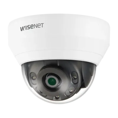 Hanwha - QND-6012R1 - Wisenet Q network indoor dome camera, 2MP @ 30fps, 2.8mm fixed focal lens (113°), triple codec H.265/H.264/MJPEG with Wisestream II, 120dB WDR, IR LEDs range 65', defocus detection, hallway View, no audio in/out, built-in SD car