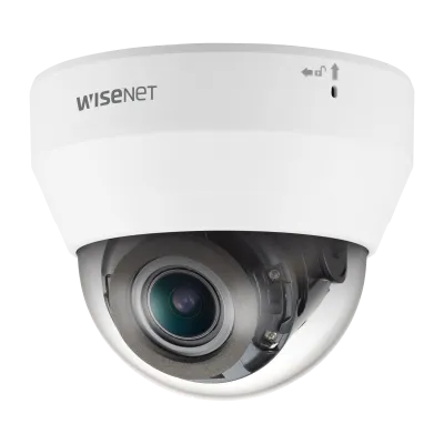 Hanwha - QND-6082R - Wisenet Q network indoor dome camera, 2MP @ 30fps, motorized vari-focal lens 3.1x (3.2 ~ 10.0mm) (109°~33°), triple codec H.265/H.264/MJPEG with Wisestream II, 120dB WDR, IR LEDs range 98', defocus detection, hallway View, one wa