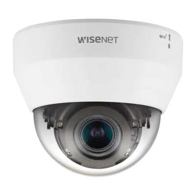 Hanwha - QND-6082R - Wisenet Q network indoor dome camera, 2MP @ 30fps, motorized vari-focal lens 3.1x (3.2 ~ 10.0mm) (109°~33°), triple codec H.265/H.264/MJPEG with Wisestream II, 120dB WDR, IR LEDs range 98', defocus detection, hallway View, one wa