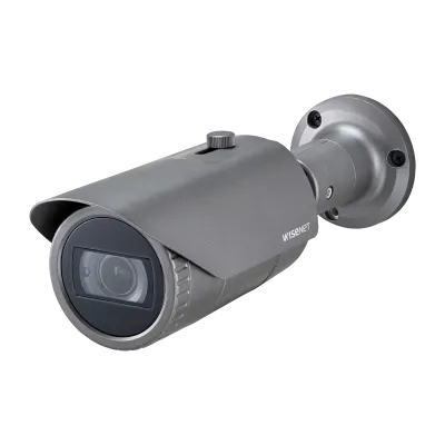 Hanwha - QNO-6082R1 - Wisenet Q network outdoor vandal bullet camera, 2MP @ 30fps, motorized vari-focal lens 3.1x (3.2 ~ 10.0mm) (109°~33°), triple codec H.265/H.264/MJPEG with Wisestream II, 120dB WDR, IR LEDs range 98', defocus detection, hallway V