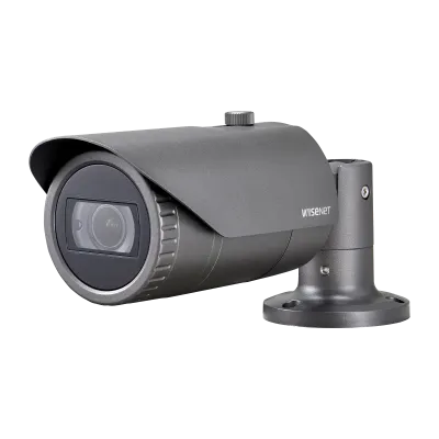 Hanwha - QNO-6082R1 - Wisenet Q network outdoor vandal bullet camera, 2MP @ 30fps, motorized vari-focal lens 3.1x (3.2 ~ 10.0mm) (109°~33°), triple codec H.265/H.264/MJPEG with Wisestream II, 120dB WDR, IR LEDs range 98', defocus detection, hallway V