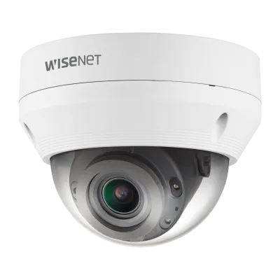 Hanwha - QNV-6082R1 - Wisenet Q network outdoor vandal dome camera, 2MP @ 30fps, motorized vari-focal lens 3.1x (3.2 ~ 10.0mm) (109°~33°), triple codec H.265/H.264/MJPEG with Wisestream II, 120dB WDR, IR LEDs range 98', defocus detection, hallway Vie