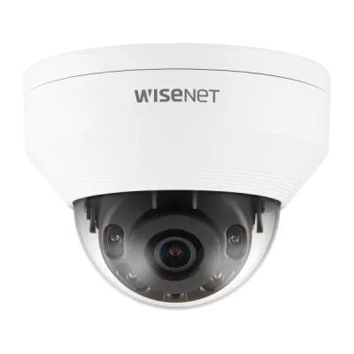 Hanwha - QNV-7022R - Wisenet Q network outdoor vandal dome camera, 4MP @30fps, 4mm fixed focal lens (78°), triple codec H.265/H.264/MJPEG with Wisestream II, 120dB WDR, IR LEDs range 82', motion detection, tampering, defocus detection, hallway View, 