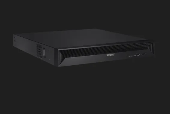 Hanwha - QRN-1630S-16TB - 16CH NVR 16TB with 16 PoE Ports (POE Budget 130W) with 8MP Camera Support. H265, H264, MJPEG, 2 fixed internal SATA HDDs (10TB each or 20TB Total). 128Mbps Network camera recording, Dual Stream recording option, 2 HDMI Outpu