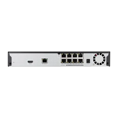 Hanwha - QRN-830S-4TB - 8CH NVR 4TB with 8 PoE Ports (PoE Budget 65W) with 8MP Camera Support. H.265, H.264, MJPEG, 1 fixed internal SATA HDDs (up to 6TB). 80Mbps Network camera recording, Dual Stream recording option, HDMI Outputs with local 4K disp