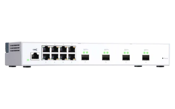QNAP - QSW-M408S-US - QNAP QSW-M408S 12-port layer 2 Managed Switch. Eight 1GbE ports and four 10G SFP+ Ports. Easy Management with Web Browser