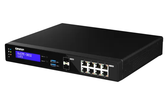 QNAP - QuCPE-3032-C3558R-8G-US - Desktop 10 Port uCPE QuCPE-3032-C3558R-8G Intel Atom C3558R 4C 2.4GHz, 8GB DDR4 RAM, 2 x M.2 2280 NVMe slots, 2