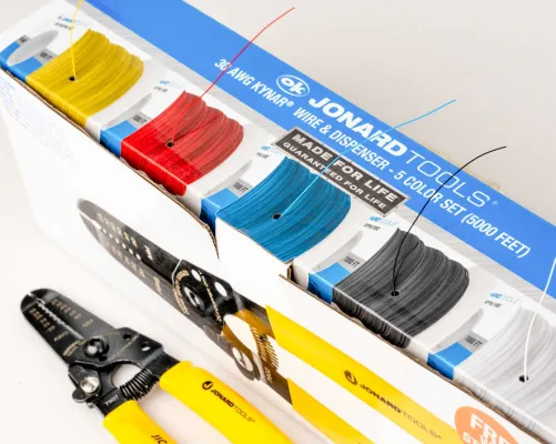 Jonard Tools - R30-51000 - 30 AWG Kynar® Wire Dispenser with 5000 ft Wire, 5 Colors - With Wire Stripper