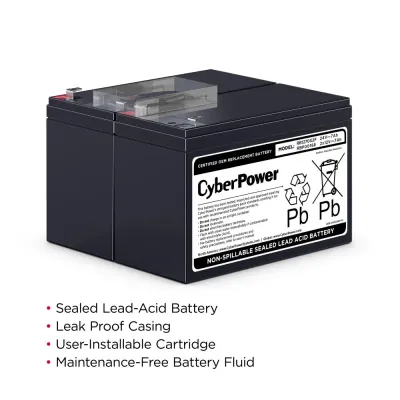 CYBERPOWER - RB1270X2F - Replacement Battery Cartridge for PR750LCD3C, 2 batteries, 12V/7AH, Sealed lead-acid, 18 month warranty