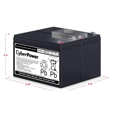 CYBERPOWER - RB1270X2F - Replacement Battery Cartridge for PR750LCD3C, 2 batteries, 12V/7AH, Sealed lead-acid, 18 month warranty