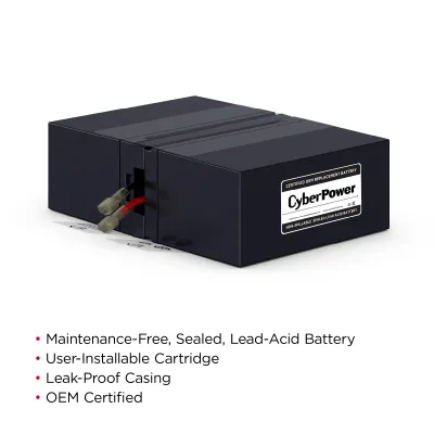 CYBERPOWER - RB1280X2B - Replacement Battery Cartridge for CP1500PFCLCD, 2 batteries, 12V/9AH, Sealed lead-acid, 18 month warranty