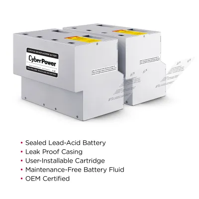 CYBERPOWER - RB1290X16 - Replacement Battery Cartridge for PR5000LCDRTXL5U &amp; PR6000LCDRTXL5U, 16 batteries, 12V/9AH, Sealed lead-acid, 18 month warranty