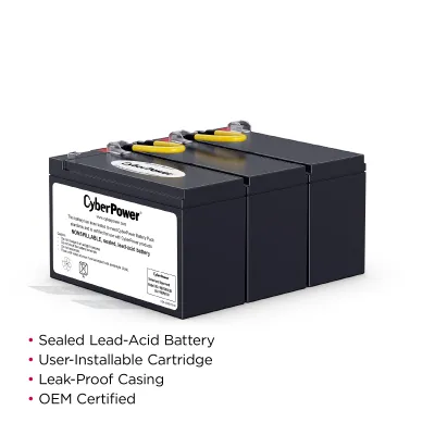 CYBERPOWER - RB1290X3B - CyberPower RB1290X3B UPS Replacement Battery, 3 x 12V/9Ah, 18-month Warranty