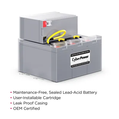 CYBERPOWER - RB1290X4K - REPLACEMENT BATTERY CARTRIDGE FOR PR2200LCDSL & PR3000LCDSL , 4 BATTERIES, 12V/9AH, SEALED LEAD-ACID, 18 MONTH WARRANTY