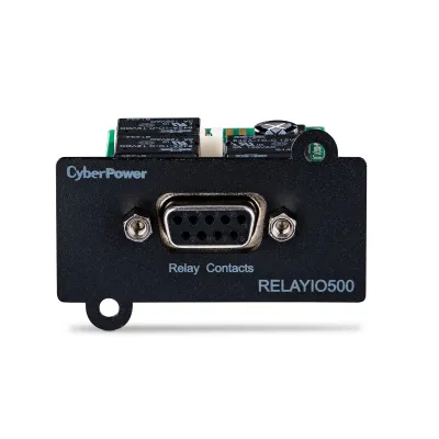 CYBERPOWER - RELAYIO500 - Provides 5-output and 1-input relay contact closures via DB9 port to report UPS status inforation and enable remote shutdown of the UPS. See compatibility chart for UPS model compatibility details.