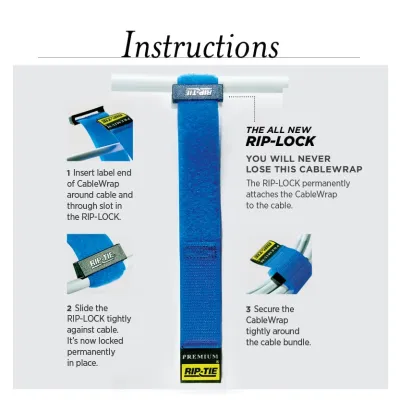 Rip-Tie - RLH-095-WO - One Inch Wide Rip-Lock CableWrap with Write-On Pull Tab 1" x 9.5"