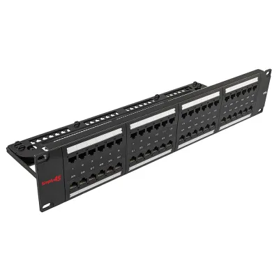 Simply 45 - S45-2648 - 48 Port Loaded UTP Cat6 Patch Panel, 2RU, 110 style, Cable Management Bracket, Cable Ties and Rack Screws. 1ea/box