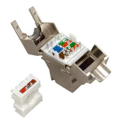Simply 45 - S45-3750 - 10GBaseT STP 180° Shielded Keystone Jack (Toolless) for Cat7a/6a/7, w/6- 1ea/bag