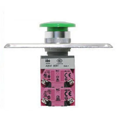 SECO-LARM - SD-7201GFPE1Q - 1½" Green mushroom-cap button. DPDT switch, two NO and two NC contacts, rated 5A@125VAC. Stainless-steel, single-gang plate. "EXIT" and "SALIDA" printed on plate. ETL Listed. Conforms to UL Std. 294