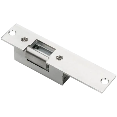 SECO-LARM - SD-994A-A1AQ - 8-16 VAC/12VDC Reversible Electric Door Strike. Asymmetric (strike portion not centered on the reversible faceplate). Fail Secure operation. US26D chrome faceplate.