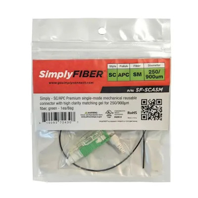 GoSimplyConnect - SF-SCASM-10 - SC/APC single-mode mechanical connector with high clarity matching gel for 250/900µm fiber, green - 10ea/Bag