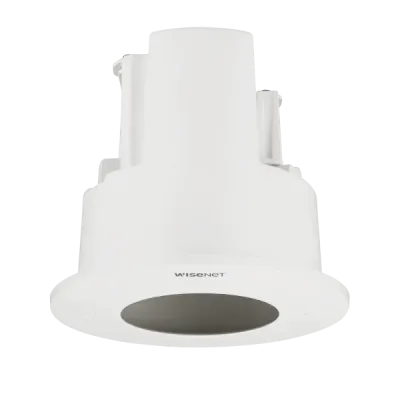 Hanwha - SHD-1128FPW - White Plenum Rated Flush Mount. Compatible with: QNF-8010/9010, HCD-6010/6020R/7010RA/7020RA/7030RA, QND-6011/6021/8011/8021/6012R/6022R/6032R/ 7010R/7020R/7030R/8010R/8020R/8030R, LND-6012R/6022R/6032R, XND-6010/6020R/8