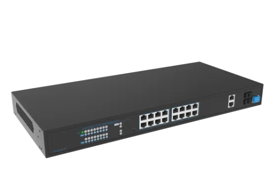 Hanwha - SKY-SW20g-001 - Switch SW20g (16 Port Gigabit PoE+ Switch with 2xUplink and 2xSFP, 802.3af (max 15.4W), 802.3at (max 30W), max power budget 250W, 10/100/1000 Mbps)